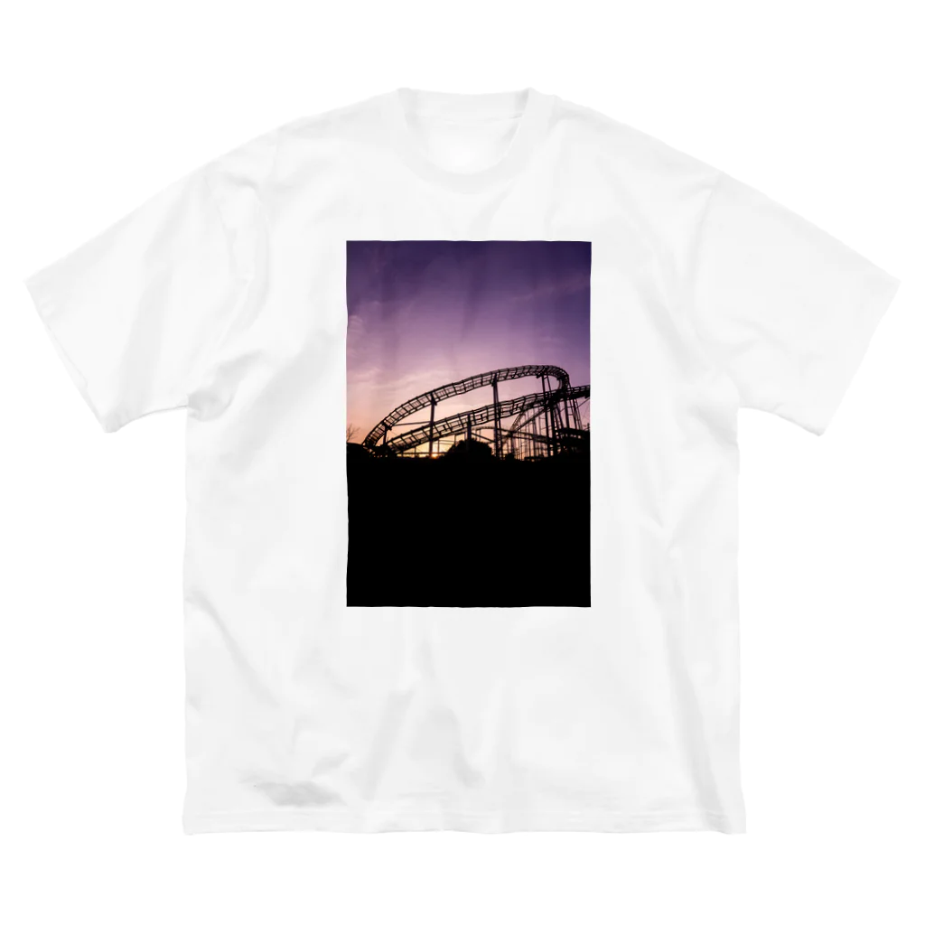 写真プリントの夕暮れシルエット ビッグシルエットTシャツ