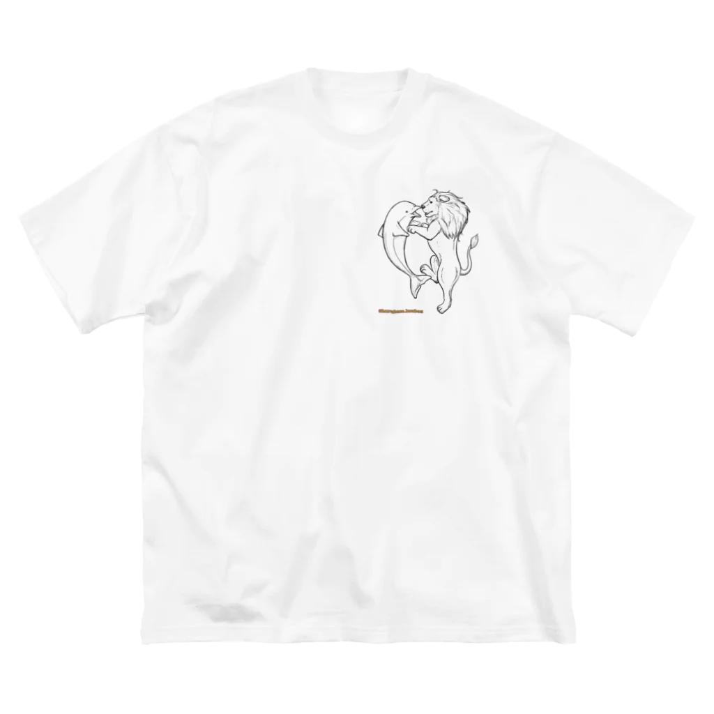 春風工房のイルカとライオン Big T-Shirt