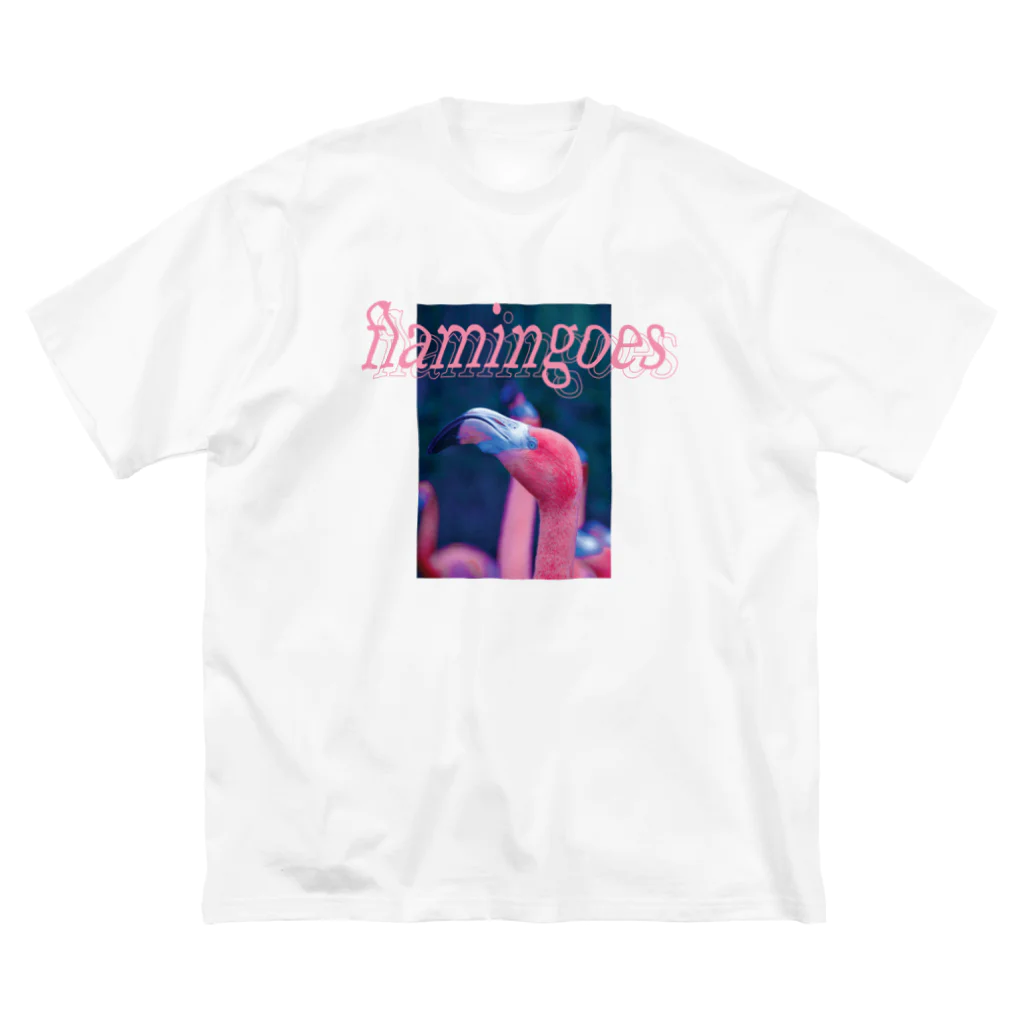 PhotoCollé フォトコラージュのFlamingo・フラミンゴ  Big T-Shirt
