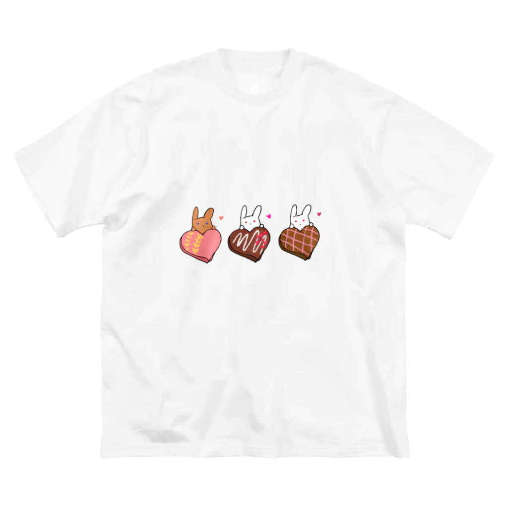 もふりんごのうさぎと桃・ラズベリークランチ・チェックのチョコレート Big T-Shirt