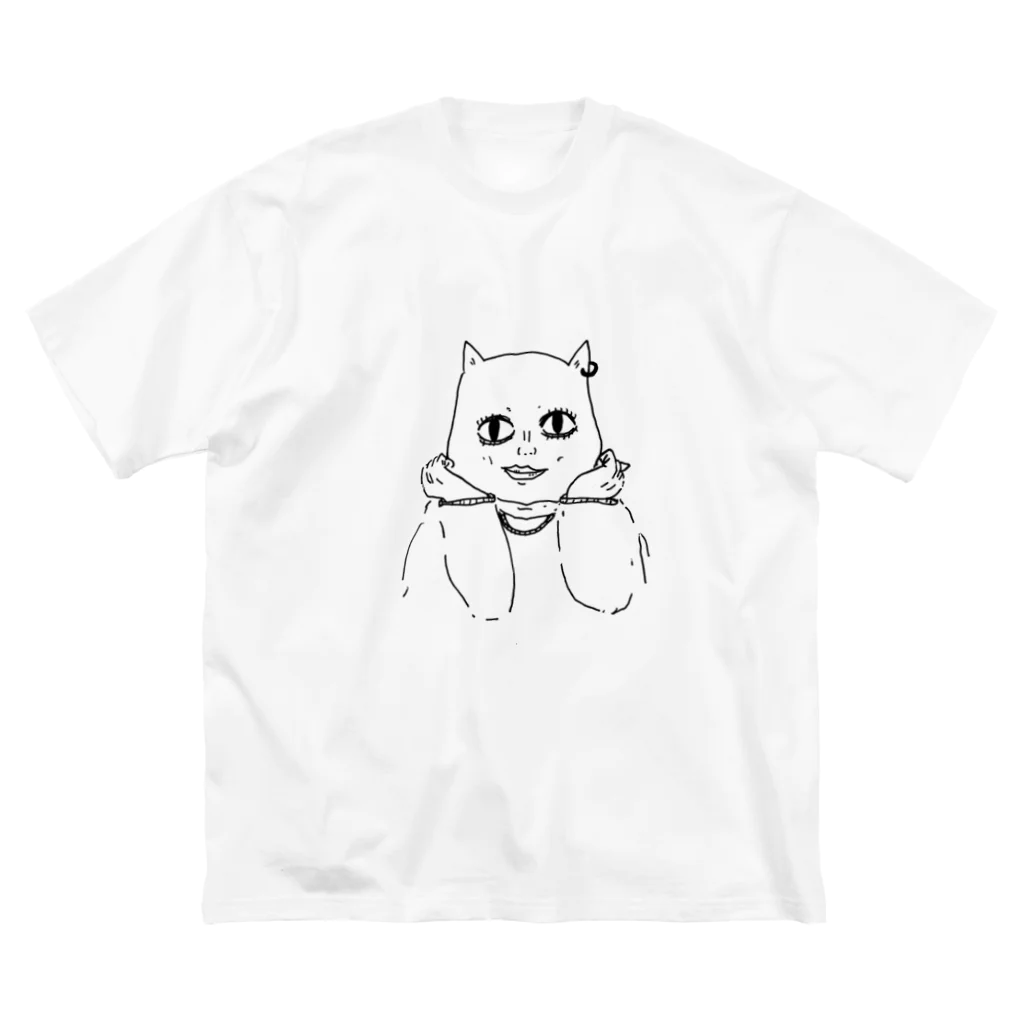 kimo piyo shopのぶりっ子ねこさん ビッグシルエットTシャツ