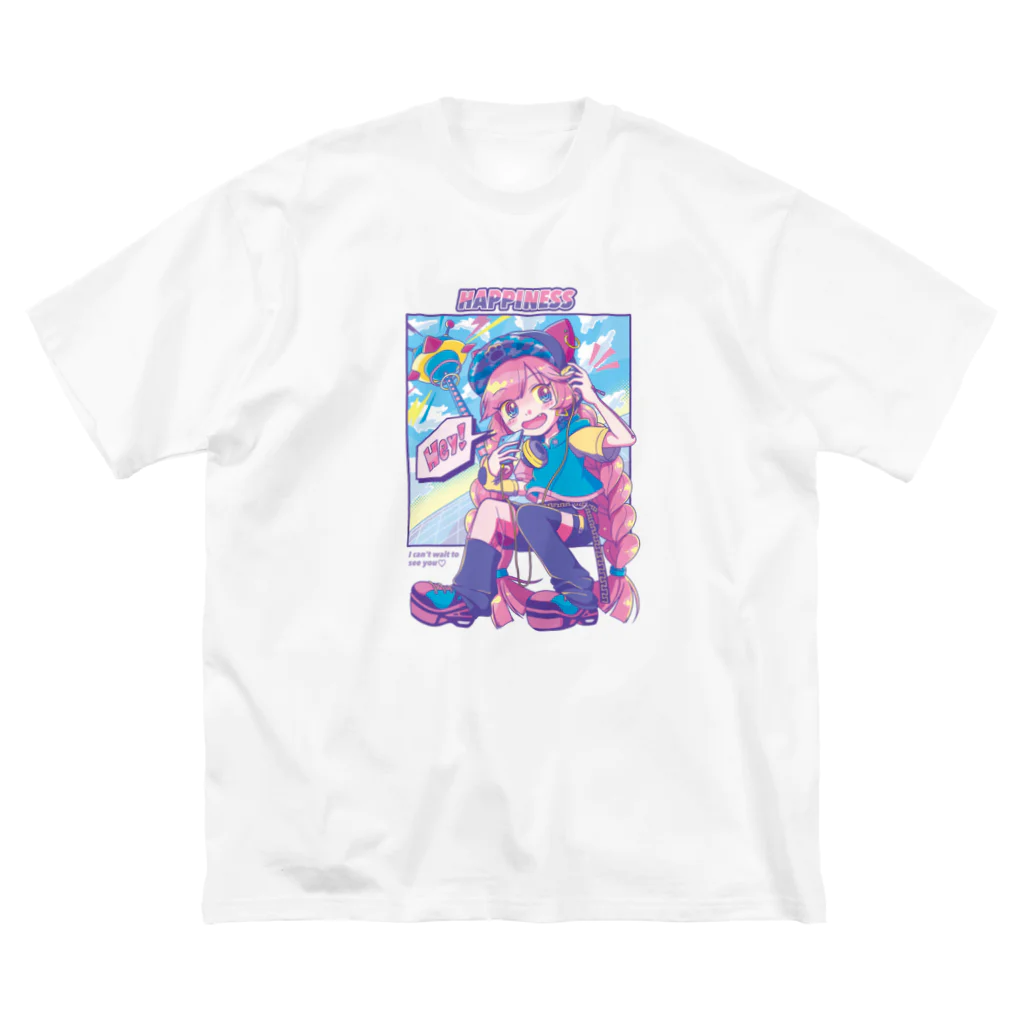 かじふさぬる娘のHappiness  big T-shirt ビッグシルエットTシャツ