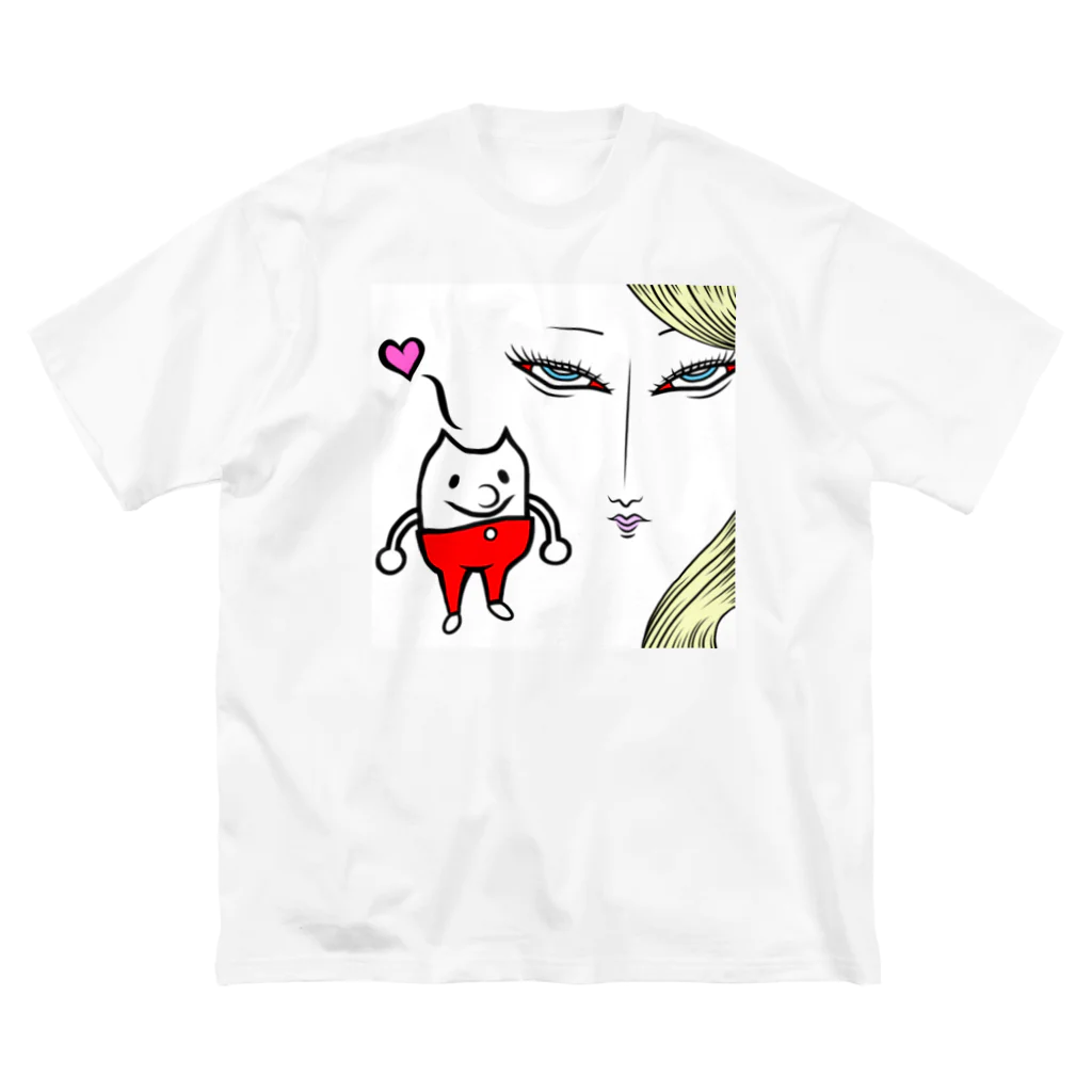 日高げのむの猫と美女 ビッグシルエットTシャツ