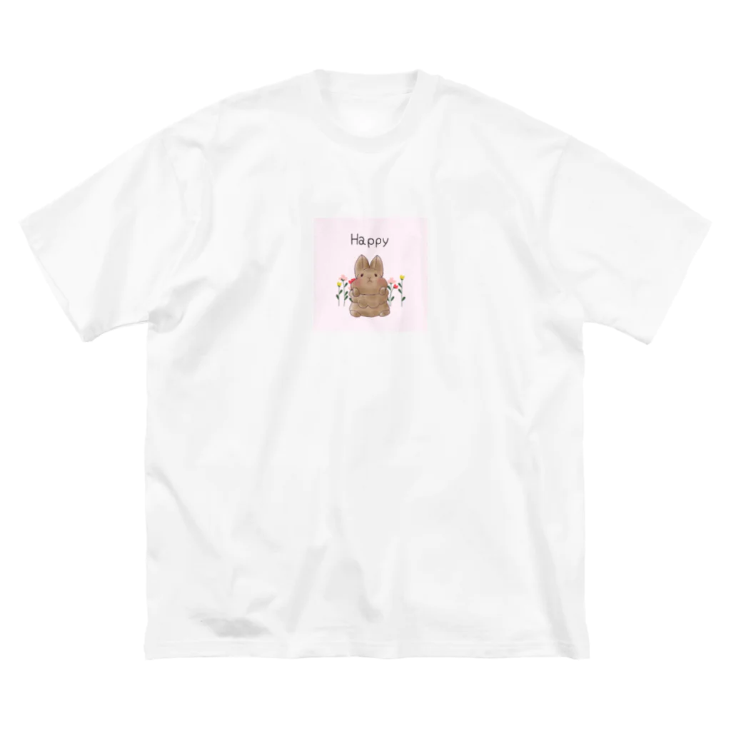 キクチミユキのもちもちショップのほっぺぷにぷにうさちゃん ビッグシルエットTシャツ