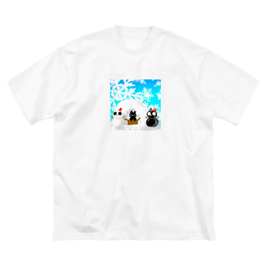 くろねこさんのくろねこさんと雪だるま Big T-Shirt