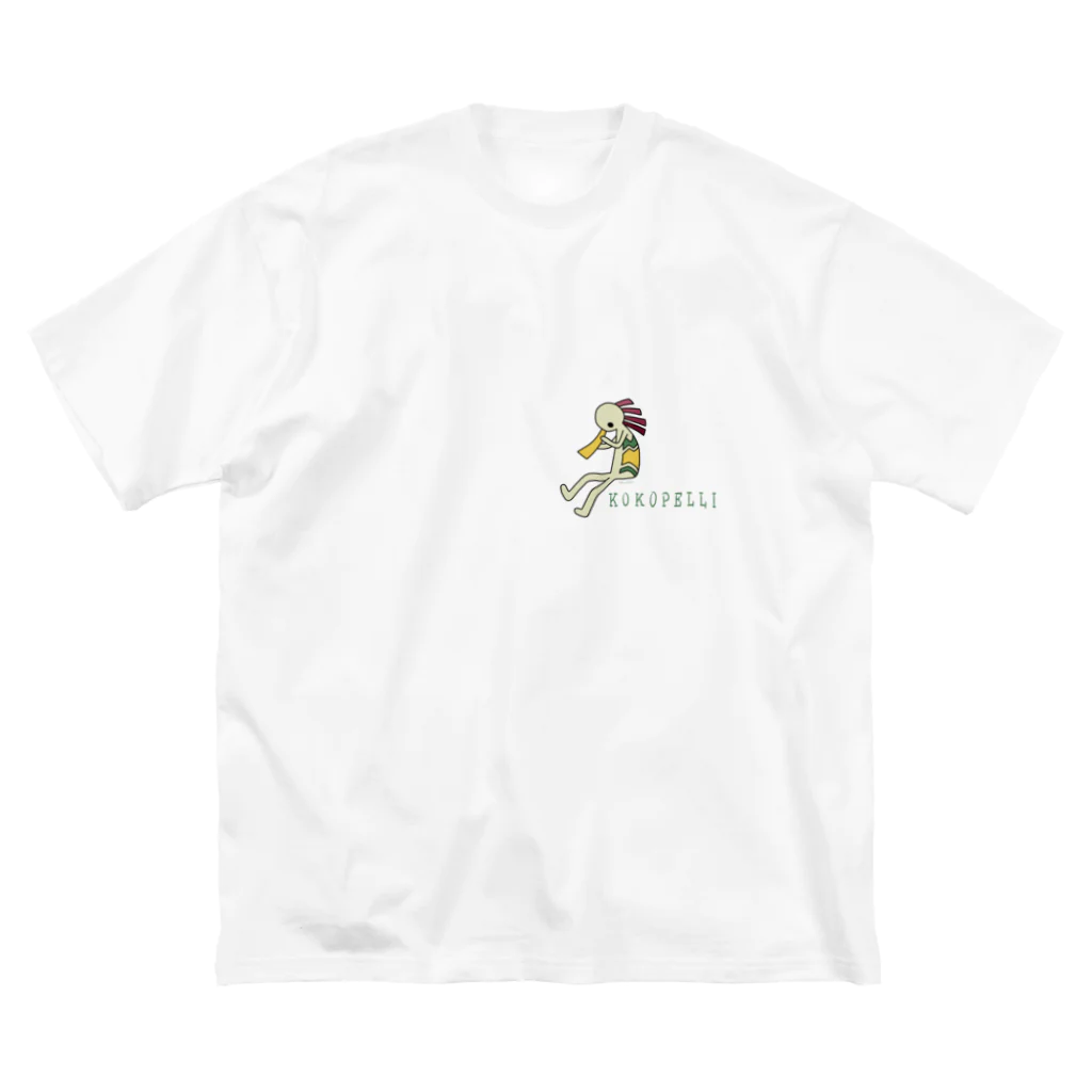 みみはんこ/消しゴムはんこのKokopelli (+logo) ビッグシルエットTシャツ