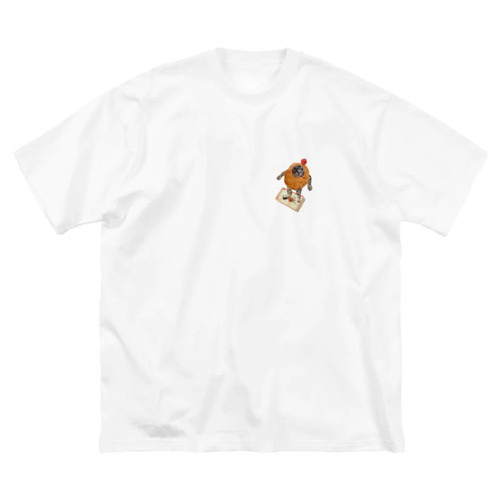 くりこ屋ねこのコロッケ　ねこ ビッグシルエットTシャツ