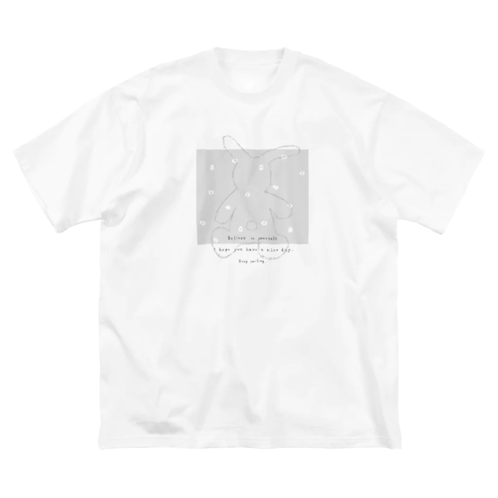 rilybiiのふわふわうさぎとお花畑 ビッグシルエットTシャツ