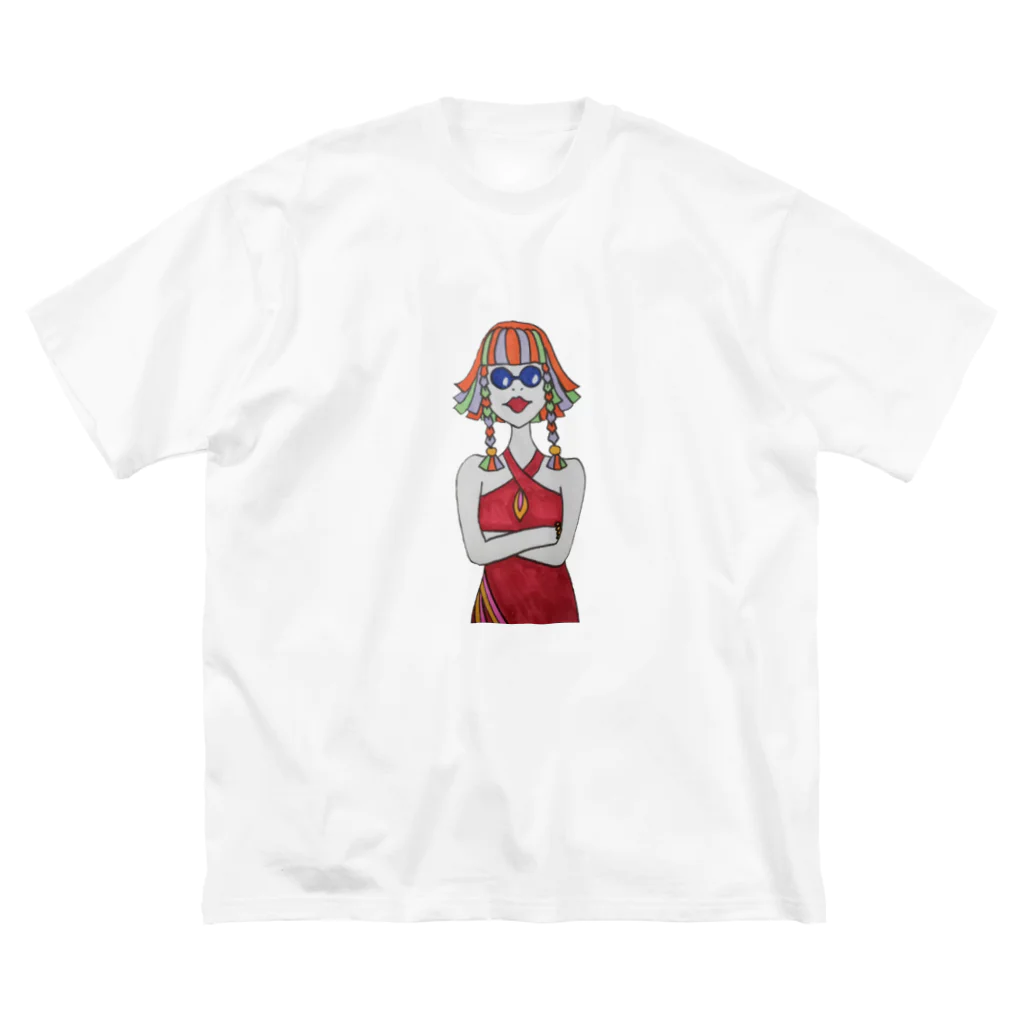 S2ショップのColorful Hair Woman No.3 Big T-Shirt