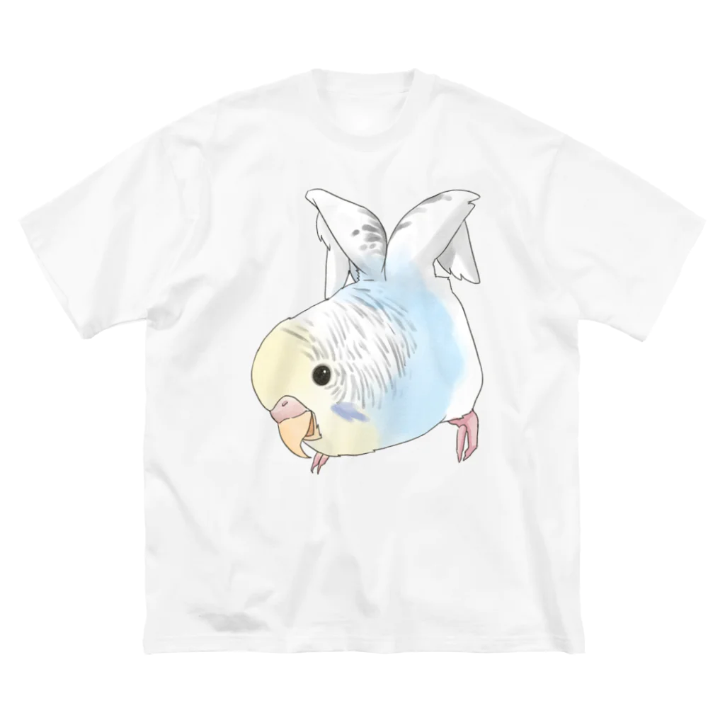 まめるりはことりのご機嫌羽セキセイインコちゃん【まめるりはことり】 ビッグシルエットTシャツ