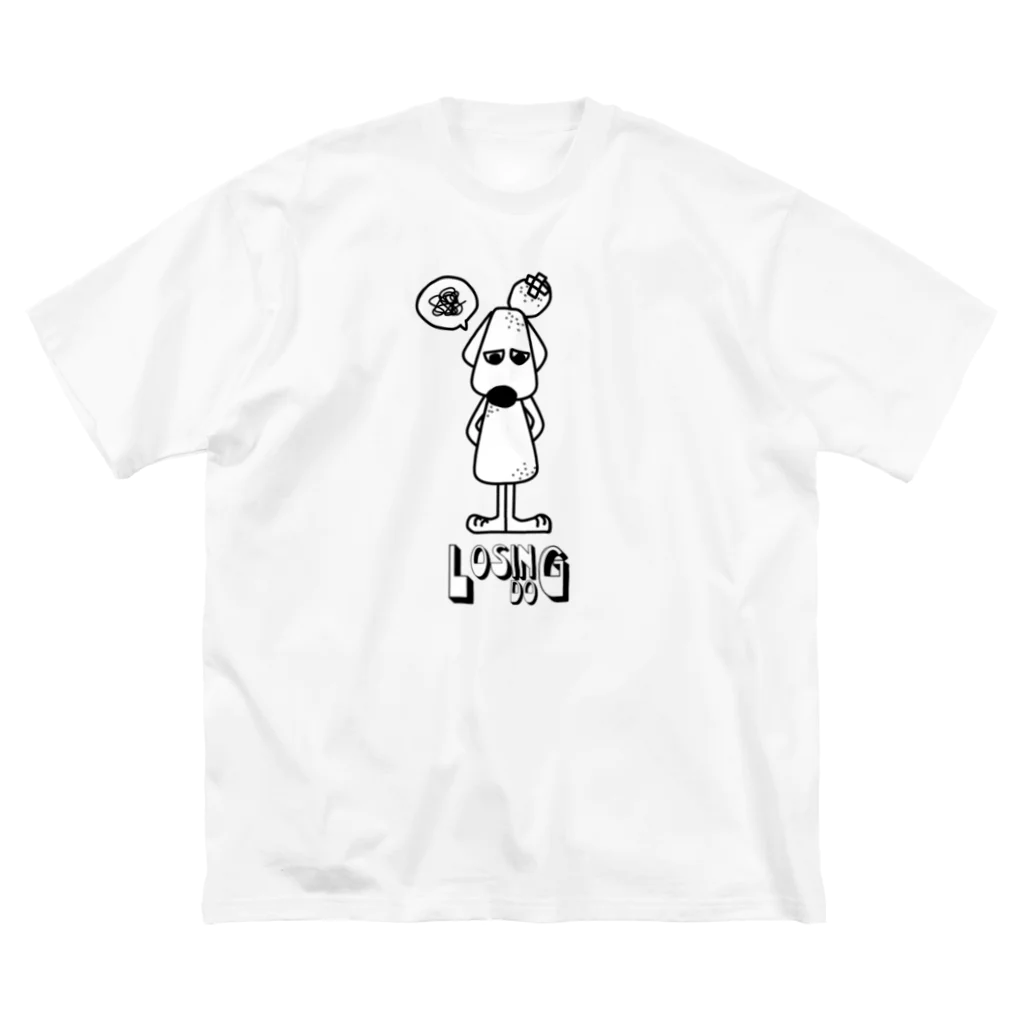 KONKONのLosingDog(負け犬)白黒ver. ビッグシルエットTシャツ