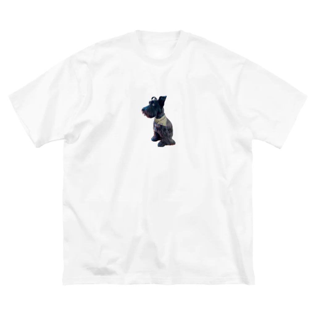 KURO のおすわりKURO シュナウザー 黒い犬 dog クロ ビッグシルエットTシャツ