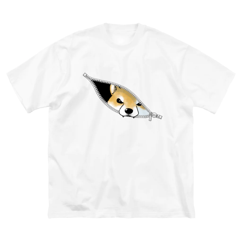 真希ナルセ（マキナル）のジッパーからのぞく柴犬（赤柴） ビッグシルエットTシャツ