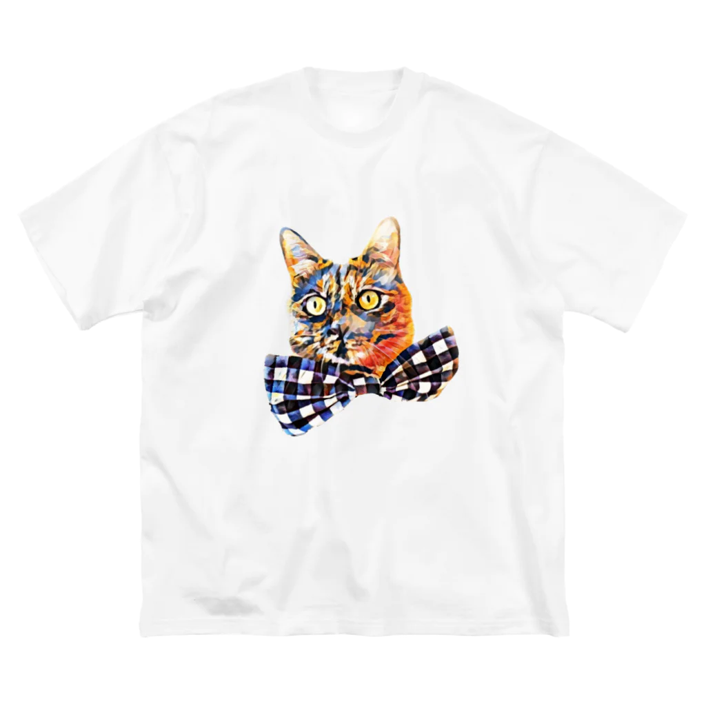 サビちゃんのビッグリボンサビ猫 ビッグシルエットTシャツ