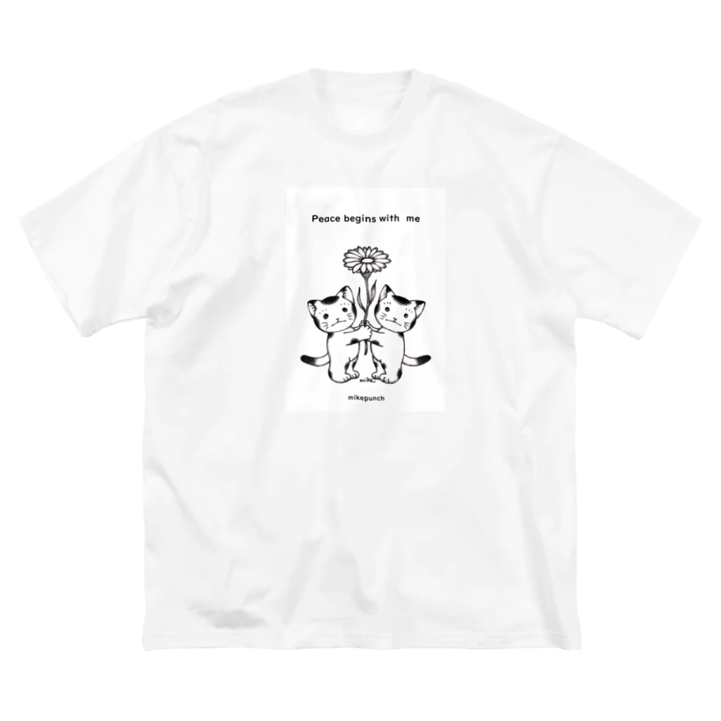 mikepunchのPeace begins with me おにぎりキッズ ビッグシルエットTシャツ