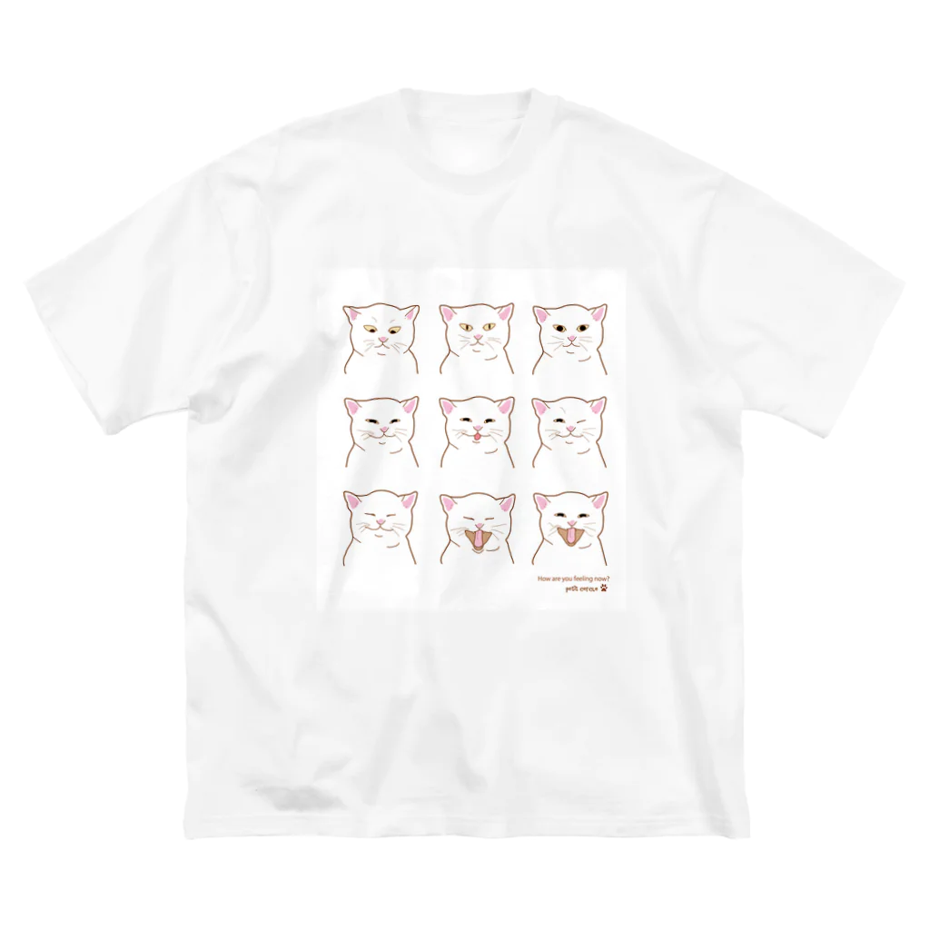 Petit Cercleの白猫9 ビッグシルエットTシャツ