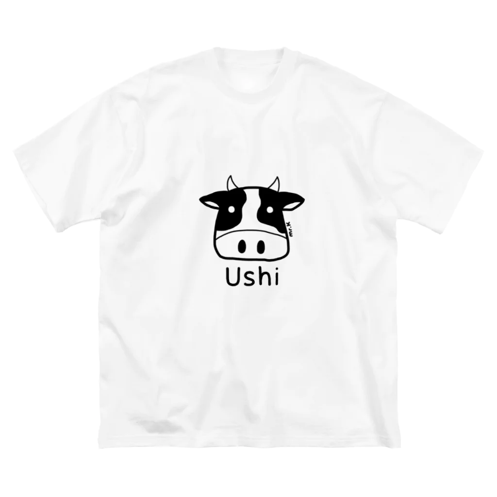 MrKShirtsのUshi (牛) 黒デザイン ビッグシルエットTシャツ