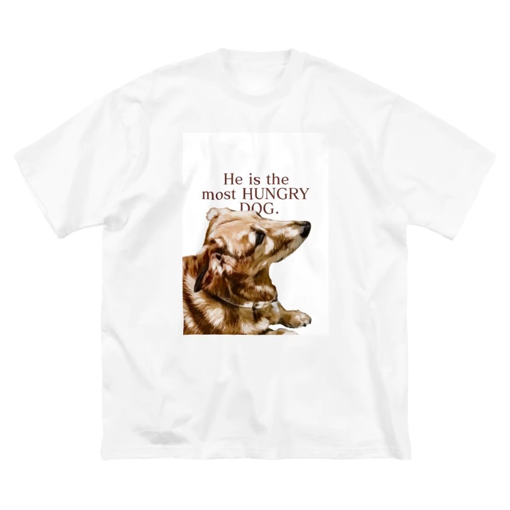 the most "DOG"のhe is the most hungry dog. RED ビッグシルエットTシャツ