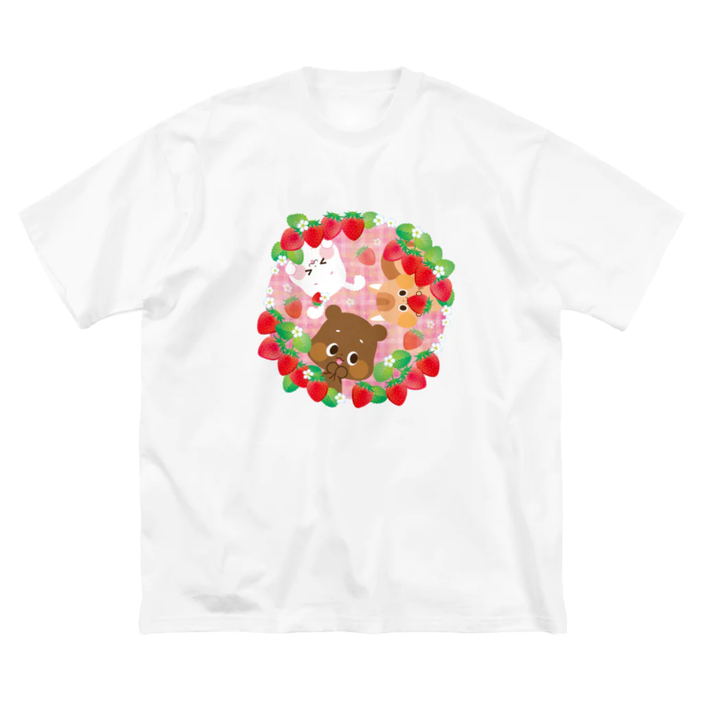 ゆるかわグラデーション＠NonnoDesignLaboのイチゴがいっぱい ビッグシルエットTシャツ