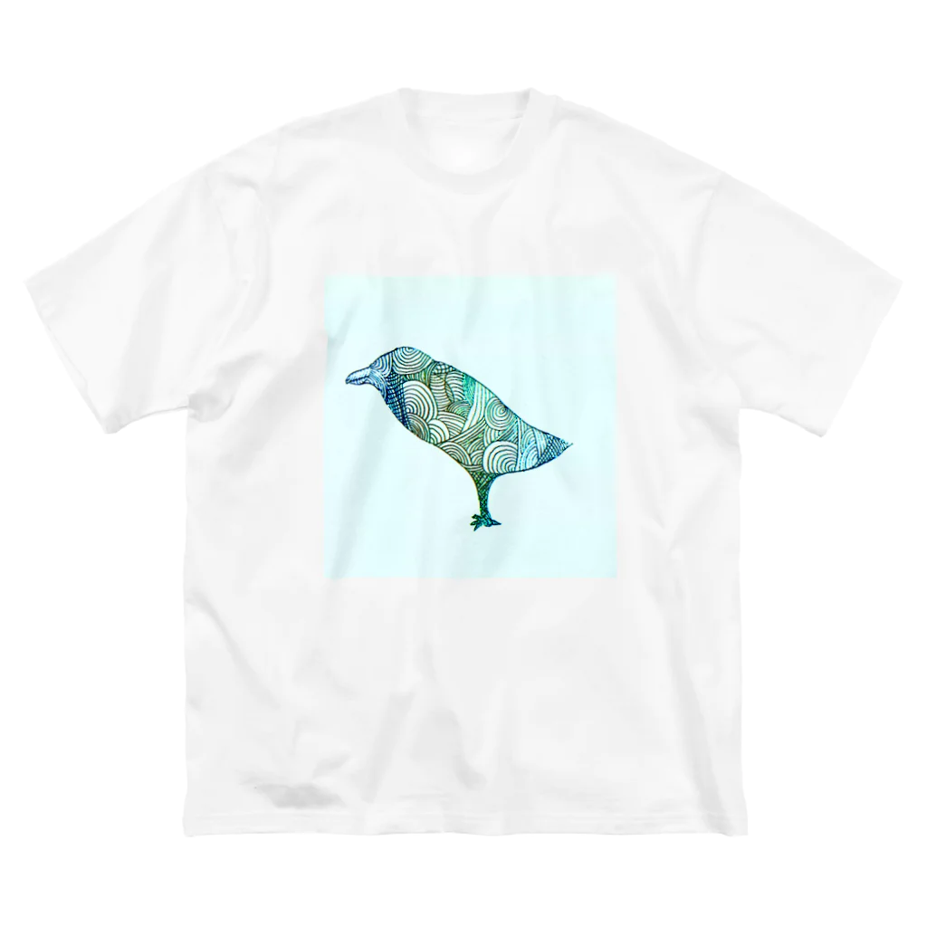 眠〜い眠〜いトカゲの巣の鳥 ビッグシルエットTシャツ