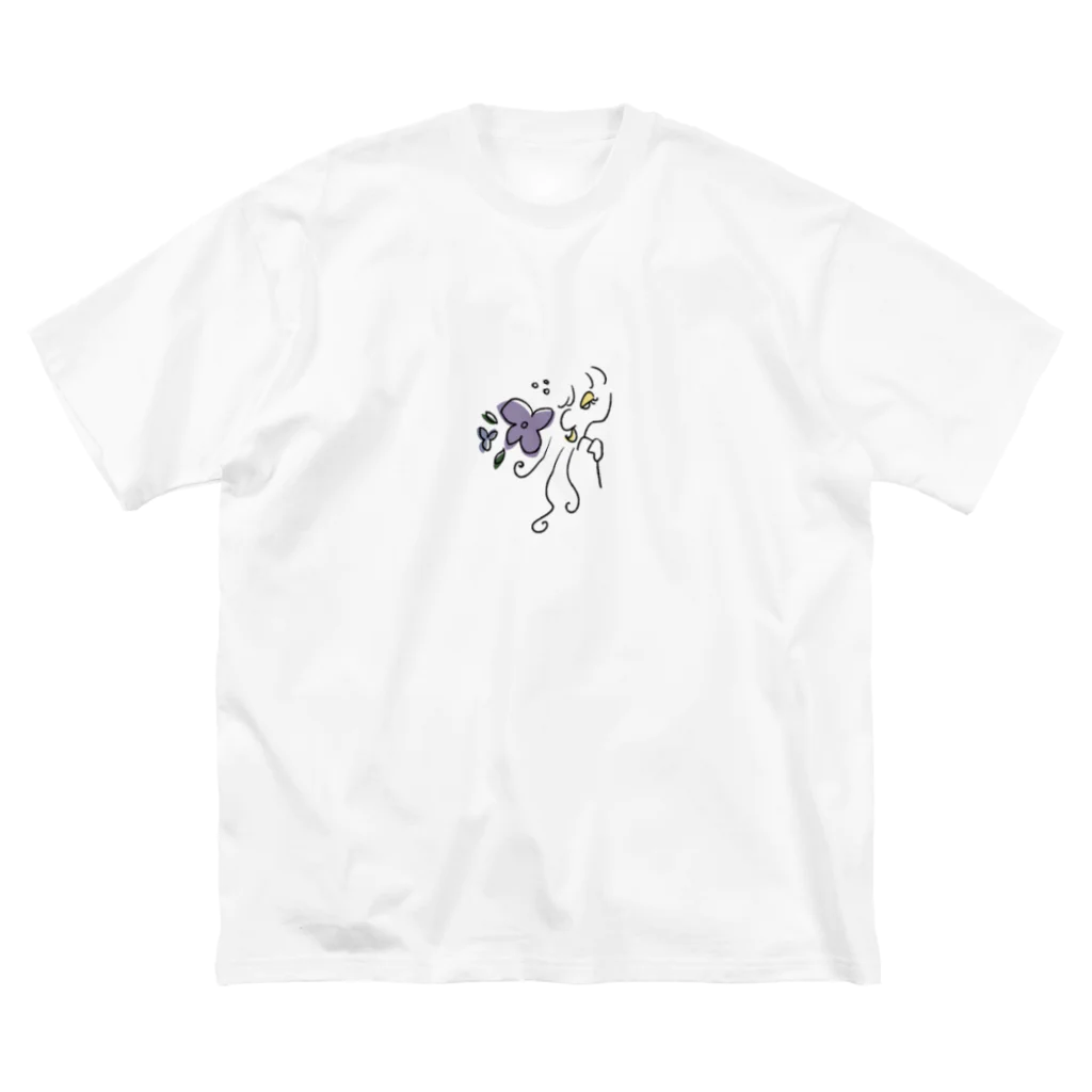 えまのflower clematis ビッグシルエットTシャツ