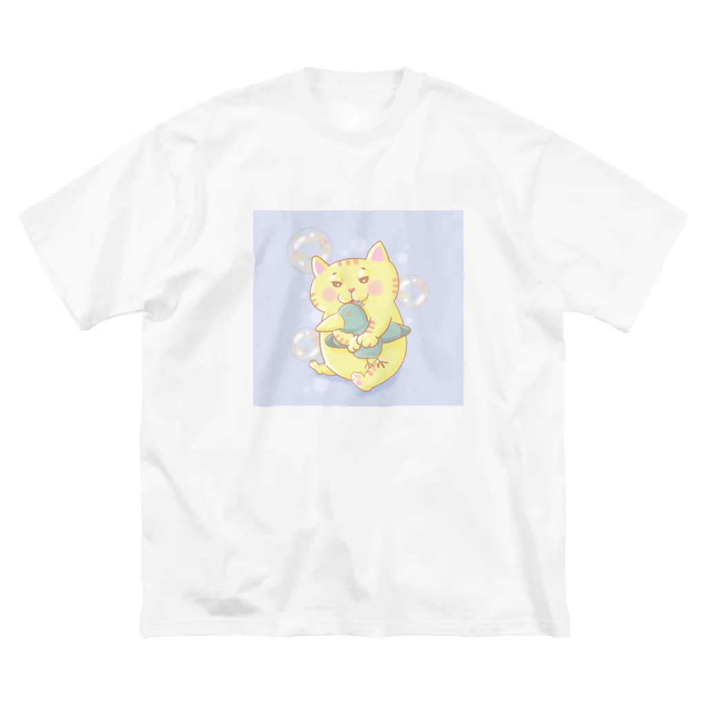 トラとハチワレのぬいぐるみとトラ ビッグシルエットTシャツ