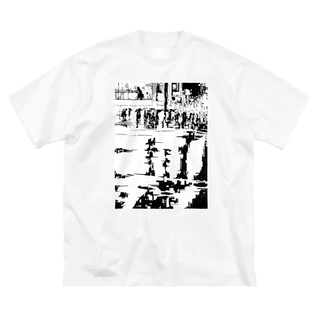 出口瀬々の雨に揺らぐ Big T-Shirt