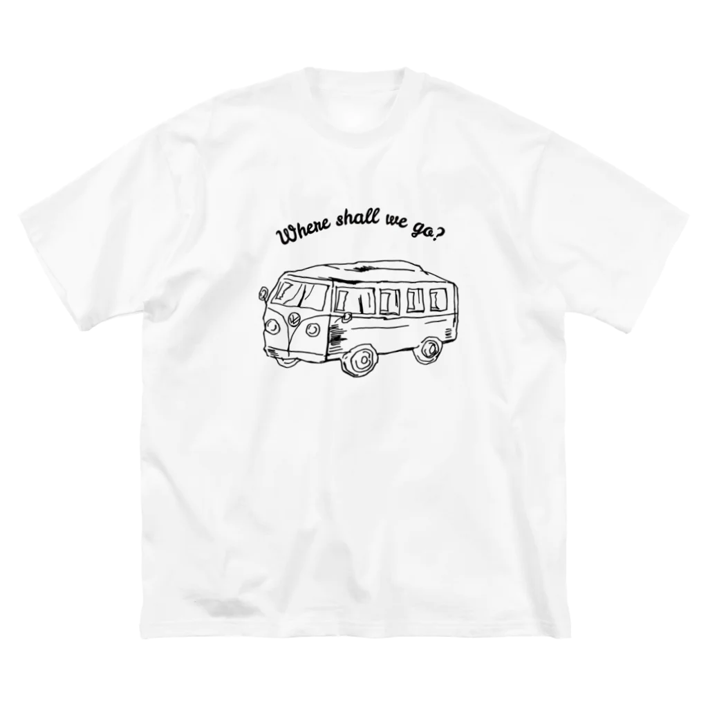 ブルーカメラのシンプルTシャツ屋のワーゲンバスでどこに行こう？ Big T-Shirt