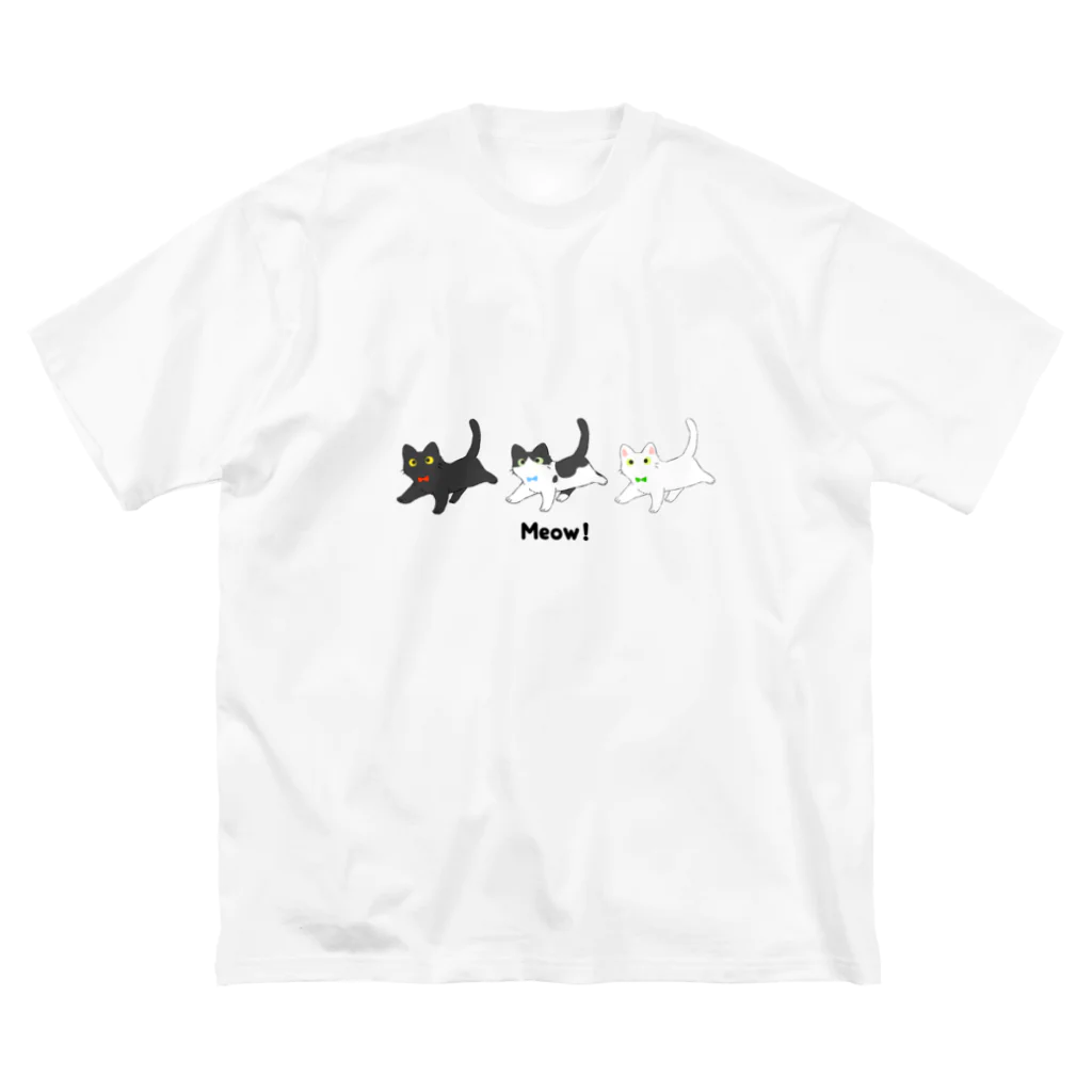 しょっぱいクッキーの３匹のねこちゃん ビッグシルエットTシャツ