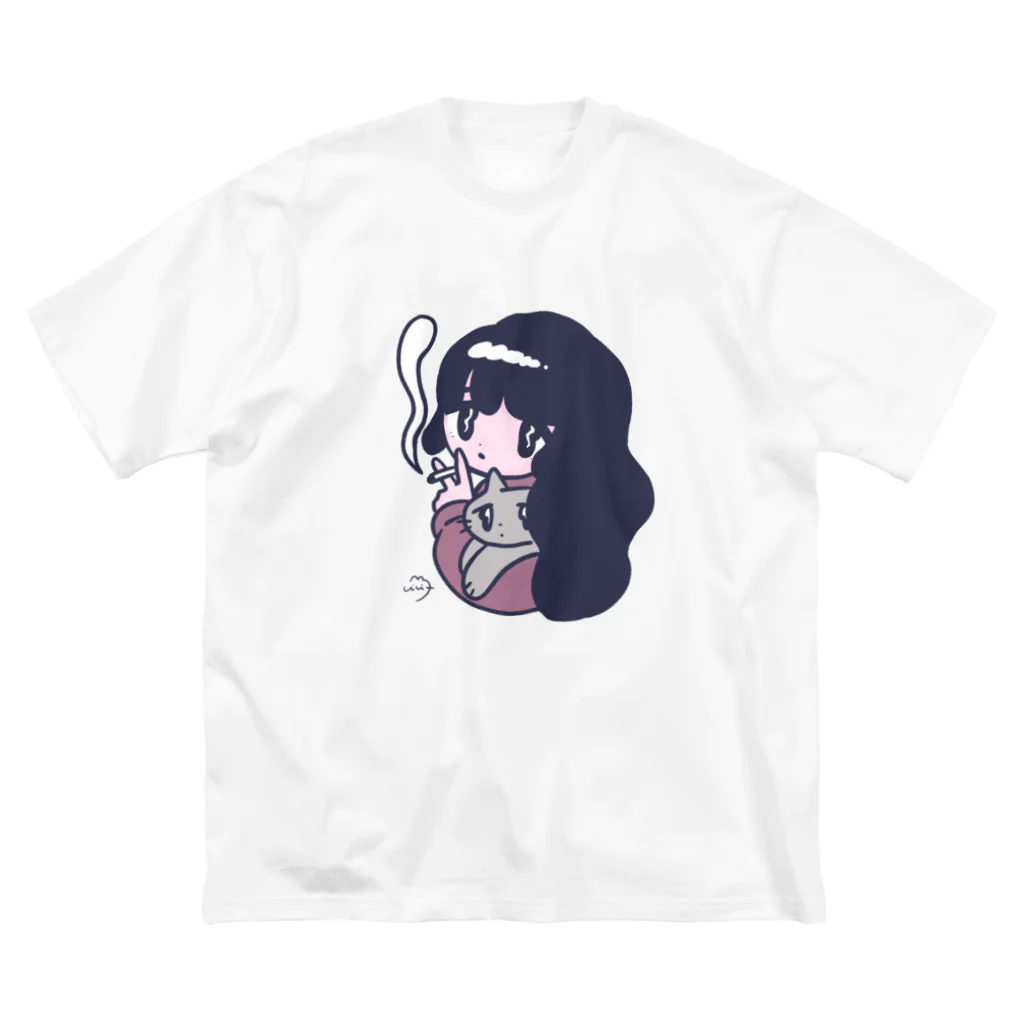 微々子(Viviko)のねことタバコと私 ビッグシルエットTシャツ