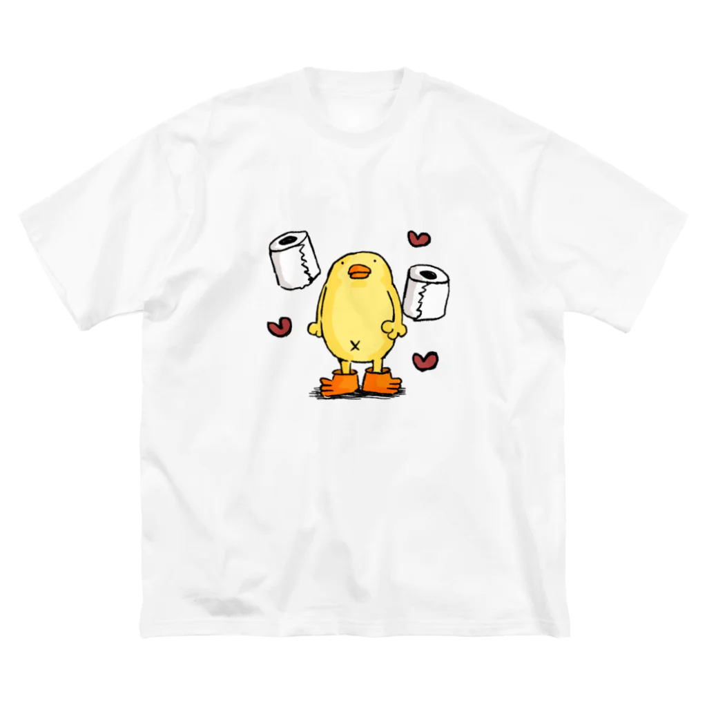 ぴょろりんちょ🐤のトイレットペーパー大好きぴよのTシャツ ビッグシルエットTシャツ