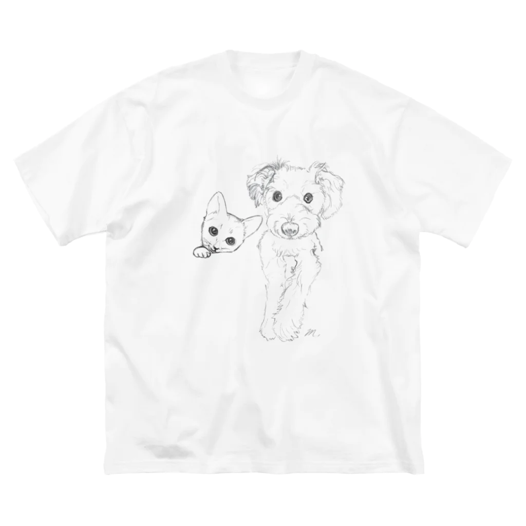 M-SUZURIのわんことにゃんこ☆シンプルラフ ビッグシルエットTシャツ