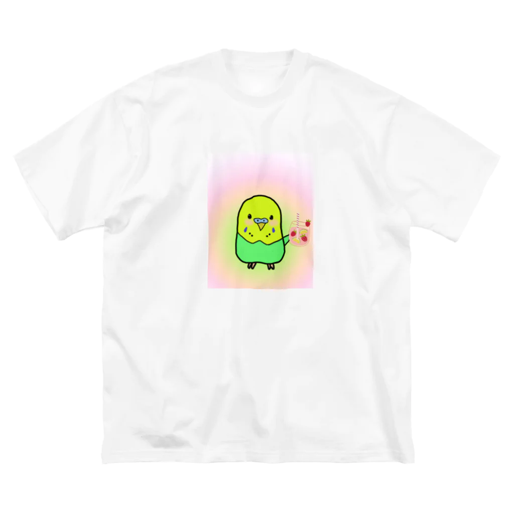 kotoriのセキセイインコ緑　ふくちゃんグッズ ビッグシルエットTシャツ