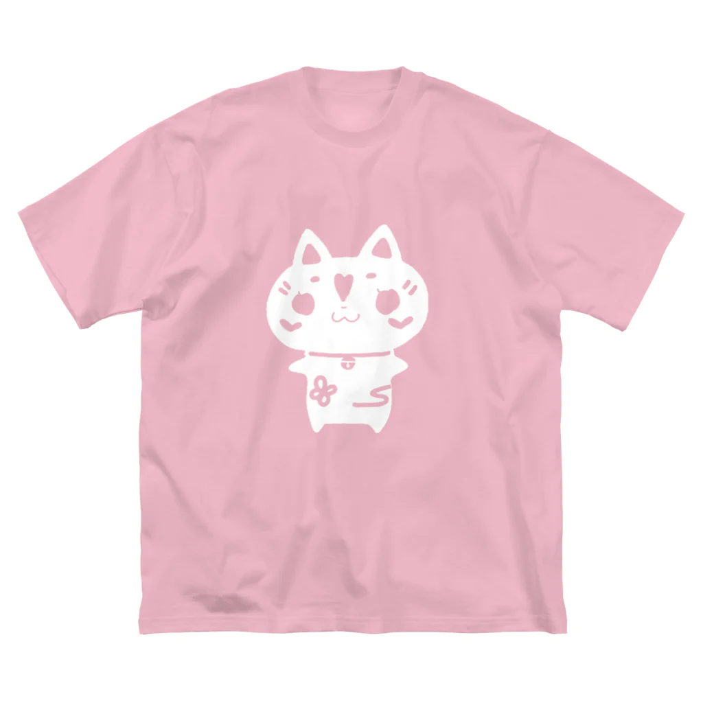 猫面飾屋　SUZURI店のウメ花ちゃんのシルエット Big T-Shirt