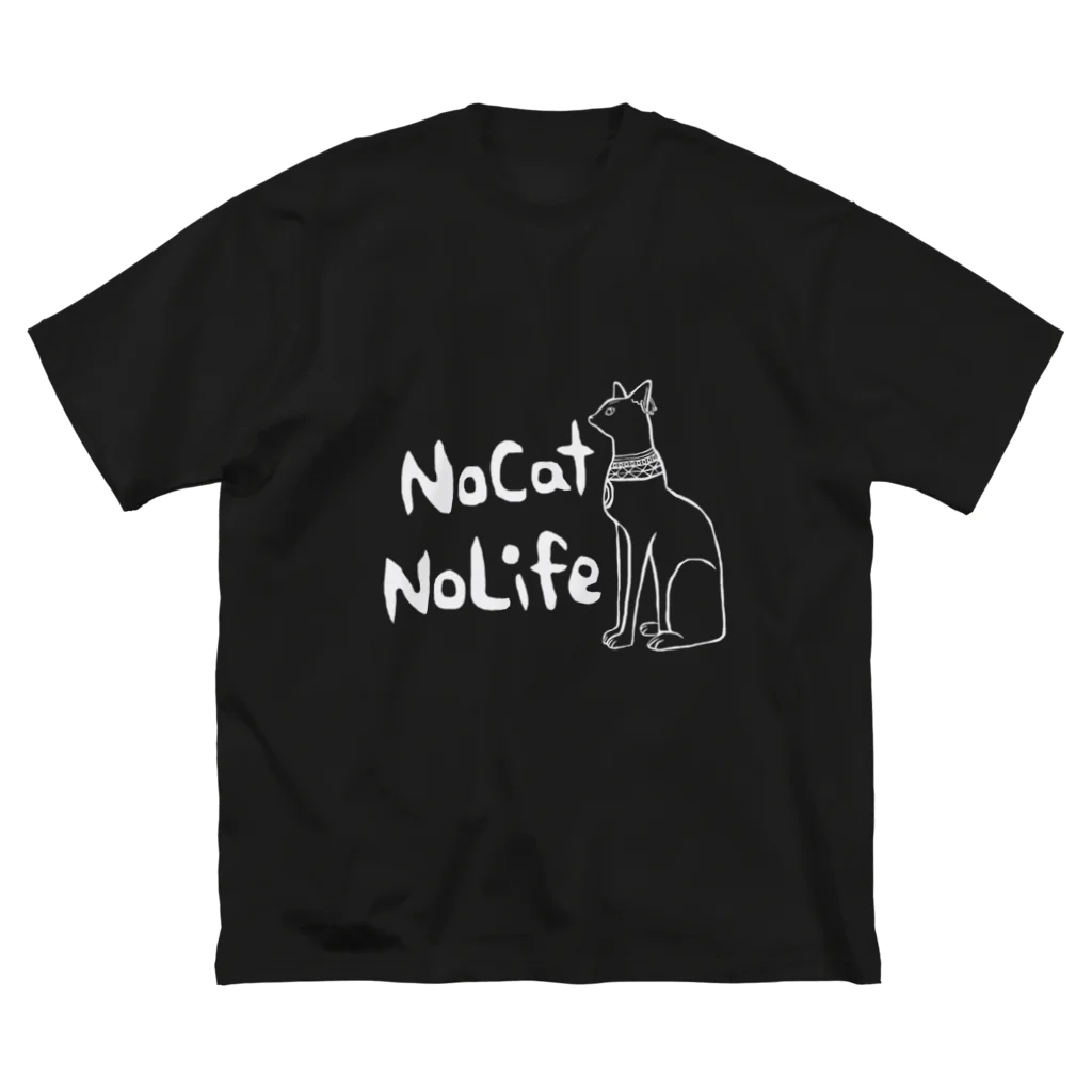 ネコやのバステト　NoCat NoLife文字入り ビッグシルエットTシャツ