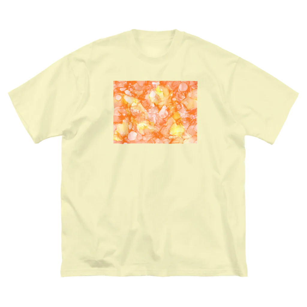 始季彩＠suzuriの百花繚乱-橙 ビッグシルエットTシャツ