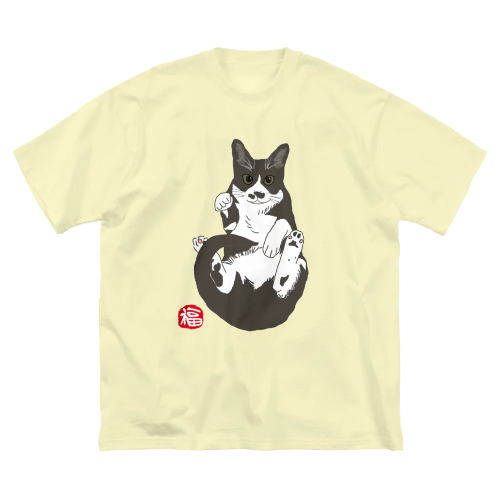 小鳥と映画館の加筆版 招き猫 ハチワレ Big T-Shirt