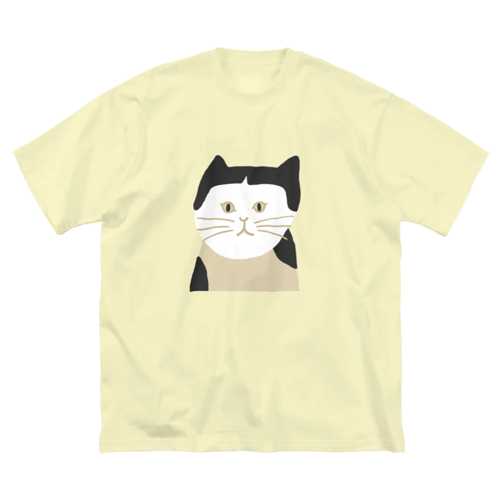 tsurukoのおかっぱ模様のねこ ビッグシルエットTシャツ