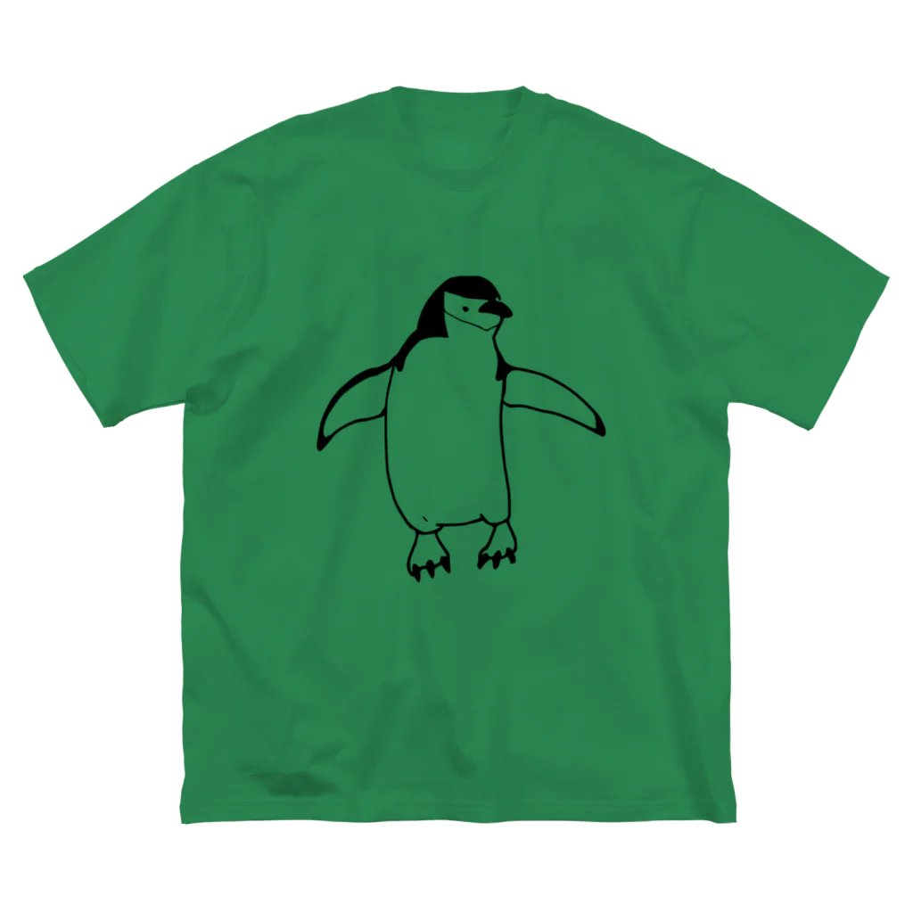 namiparuのシンプルヒゲペンギン（黒線） ビッグシルエットTシャツ