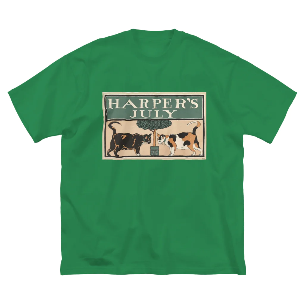 YS VINTAGE WORKSのNY Harper's 1898 ネコ2匹 ビッグシルエットTシャツ