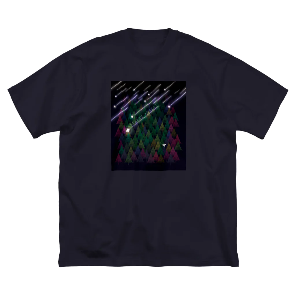 Drecome_Designの星降る森(紫) ビッグシルエットTシャツ