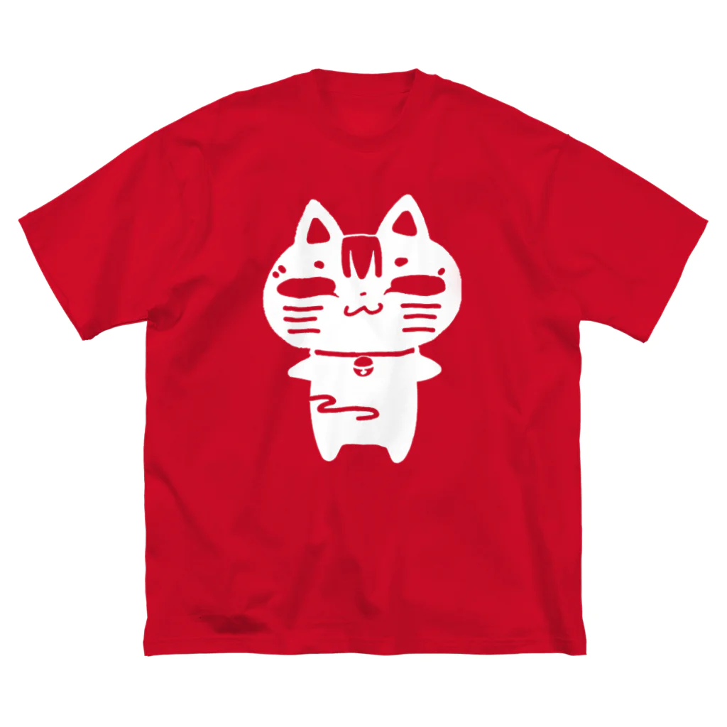 猫面飾屋　SUZURI店のタマ吉くんのシルエット ビッグシルエットTシャツ