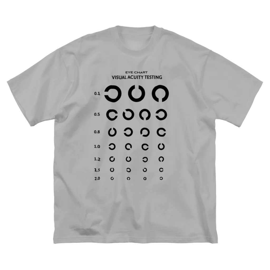 kg_shopのVisual Acuity Testing [前面プリント] ブラック ビッグシルエットTシャツ