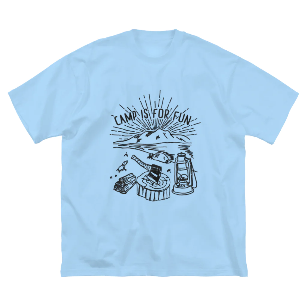 Too fool campers Shop!のキャンプは楽しむもの01(黒文字) ビッグシルエットTシャツ