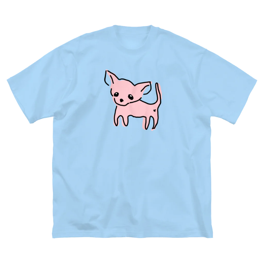 akane_art（茜音工房）のゆるチワワ（ピンク） ビッグシルエットTシャツ