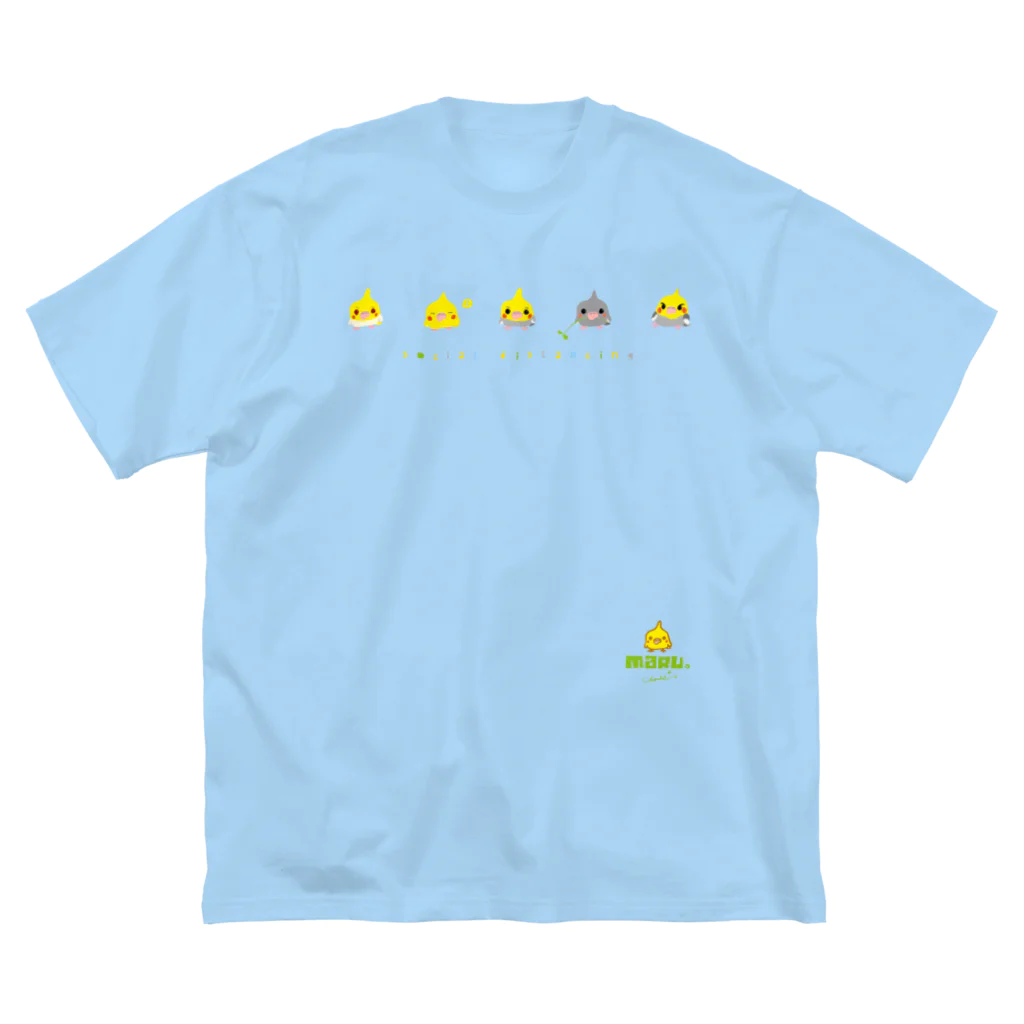 LittleLoroの丸オカメインコ ヒヨコ型 1頭身 横並び 0457 ビッグシルエットTシャツ