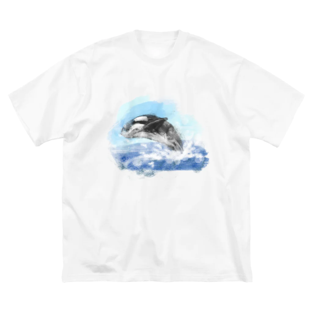 akane_art（茜音工房）のいきものイラスト（シャチ） ビッグシルエットTシャツ