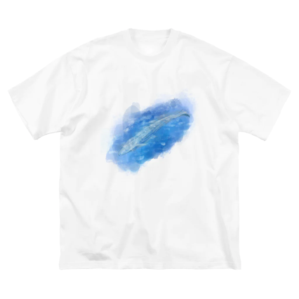 akane_art（茜音工房）のいきものイラスト（シロナガスクジラ） ビッグシルエットTシャツ