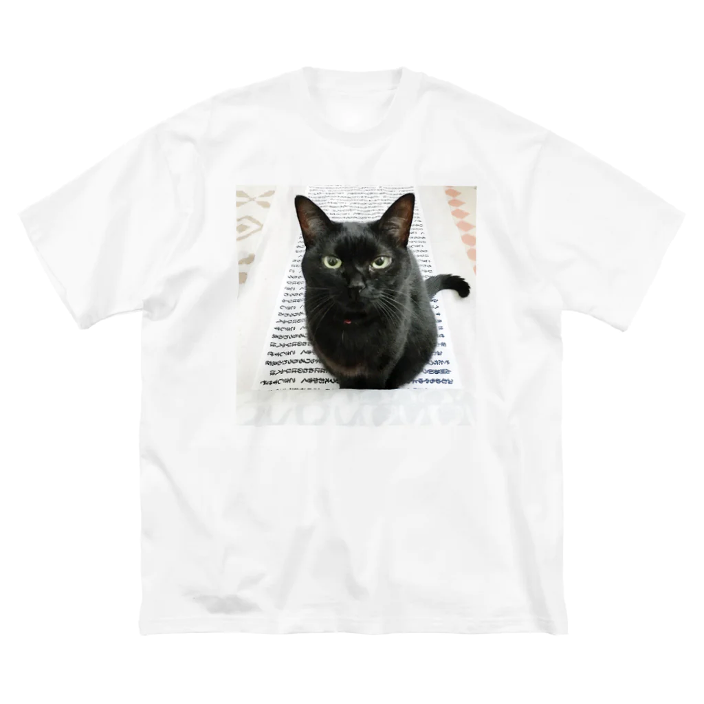 雑貨屋TOMOZOファクトリーの黒猫む〜広報部長 ビッグシルエットTシャツ