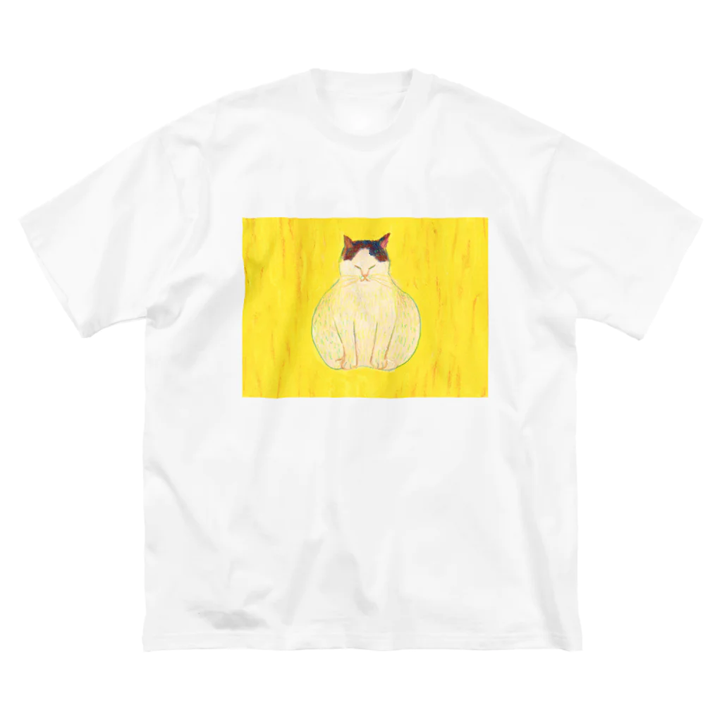 Carbon ＆ Baconのすわるねこ（ハチワレ） ビッグシルエットTシャツ